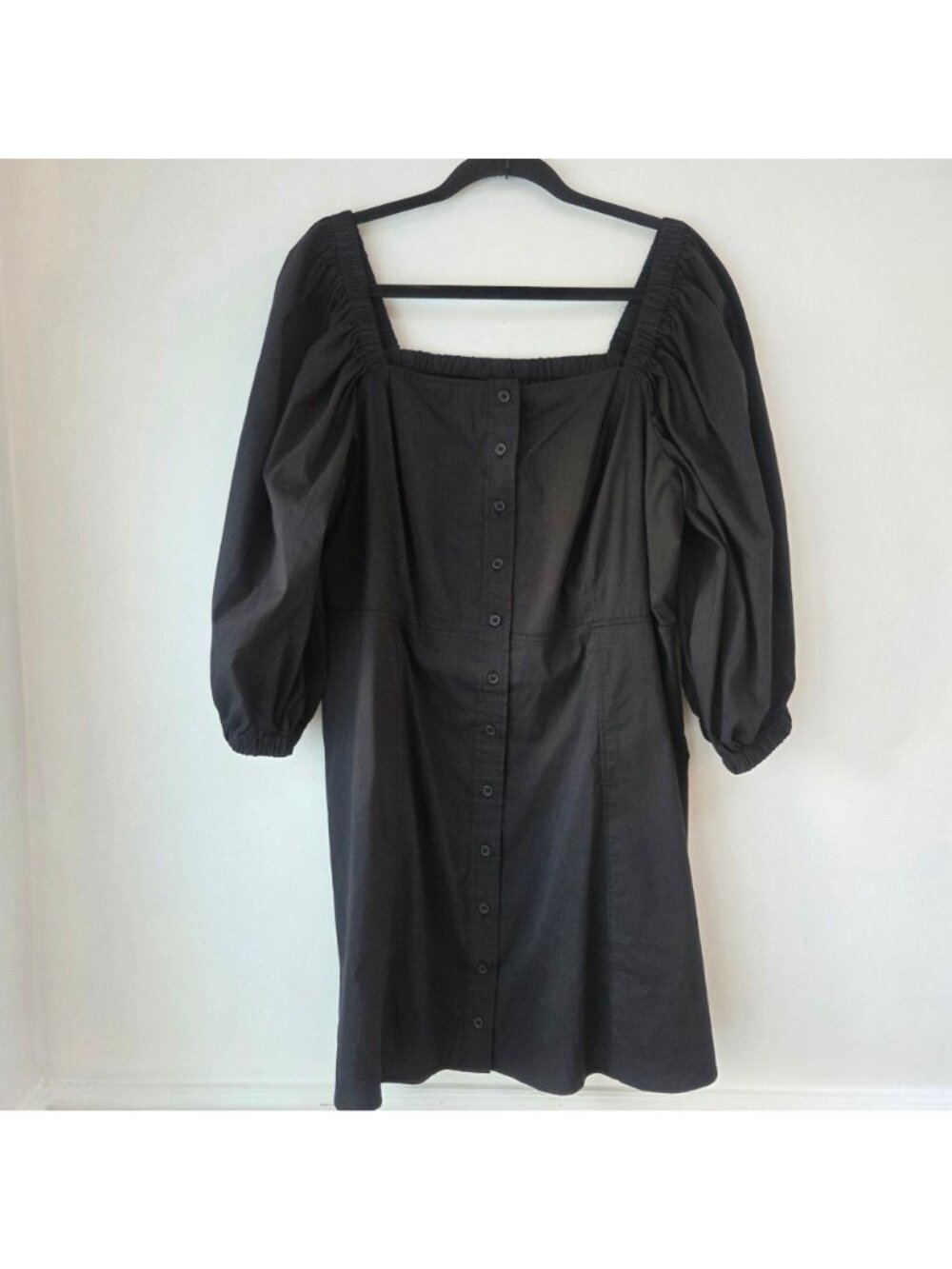 NWT Danielle Bernstein Black Puff Sleeve Shirt Dress Women's 16W - Picture 2 of 8
